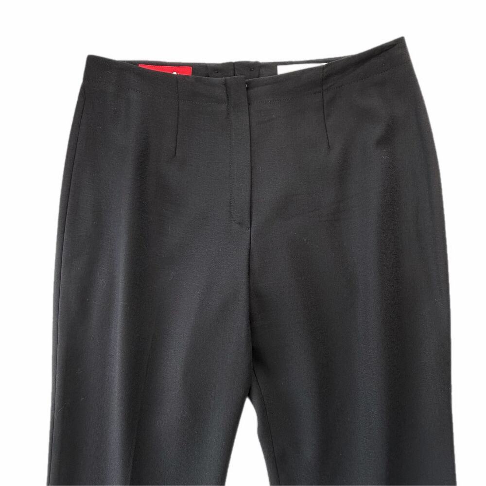Escada Black Wool Center Pleat Wide Leg Basic Professional Workwear Pant Slacks - Picture 3 of 10
